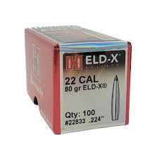 Hornady .224 22 cal 80 grain ELD-X Bullets 100 pack