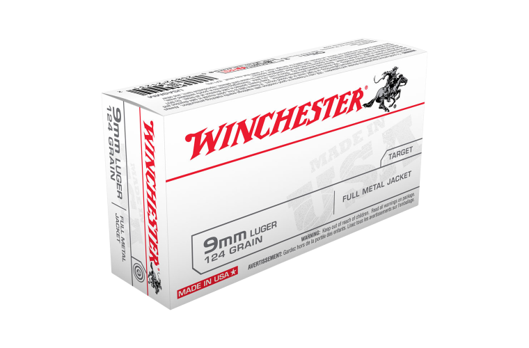 WINCHESTER USA9MM TARGET &amp; PRACTICE 9MM, 124GR, FMJ AMMUNITION, Pack Size: 50 Pack