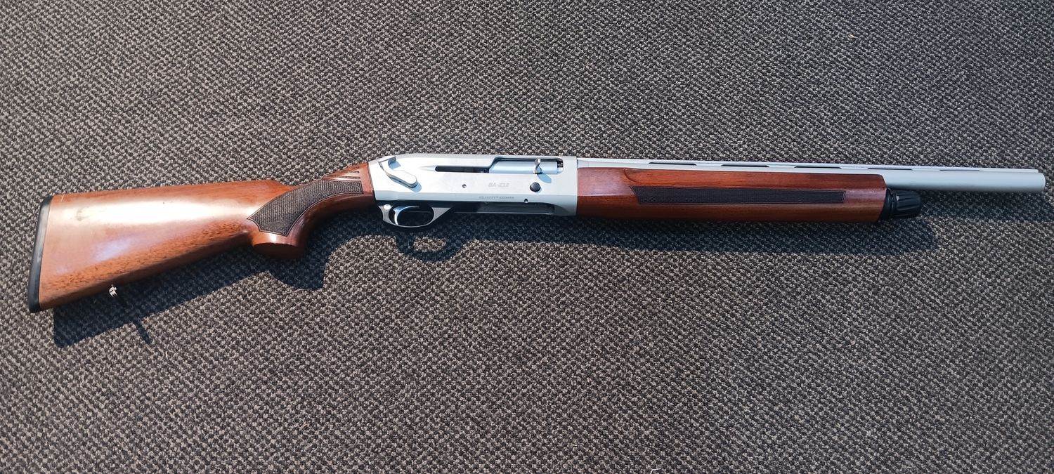 CONSIGNMENT BUSHMEISTER BA-X12 12GA LEVER RELEASE SHOTGUN MARINE WOOD, CASED w/ CHOKES, USED SN: 65-H22YT-003488
