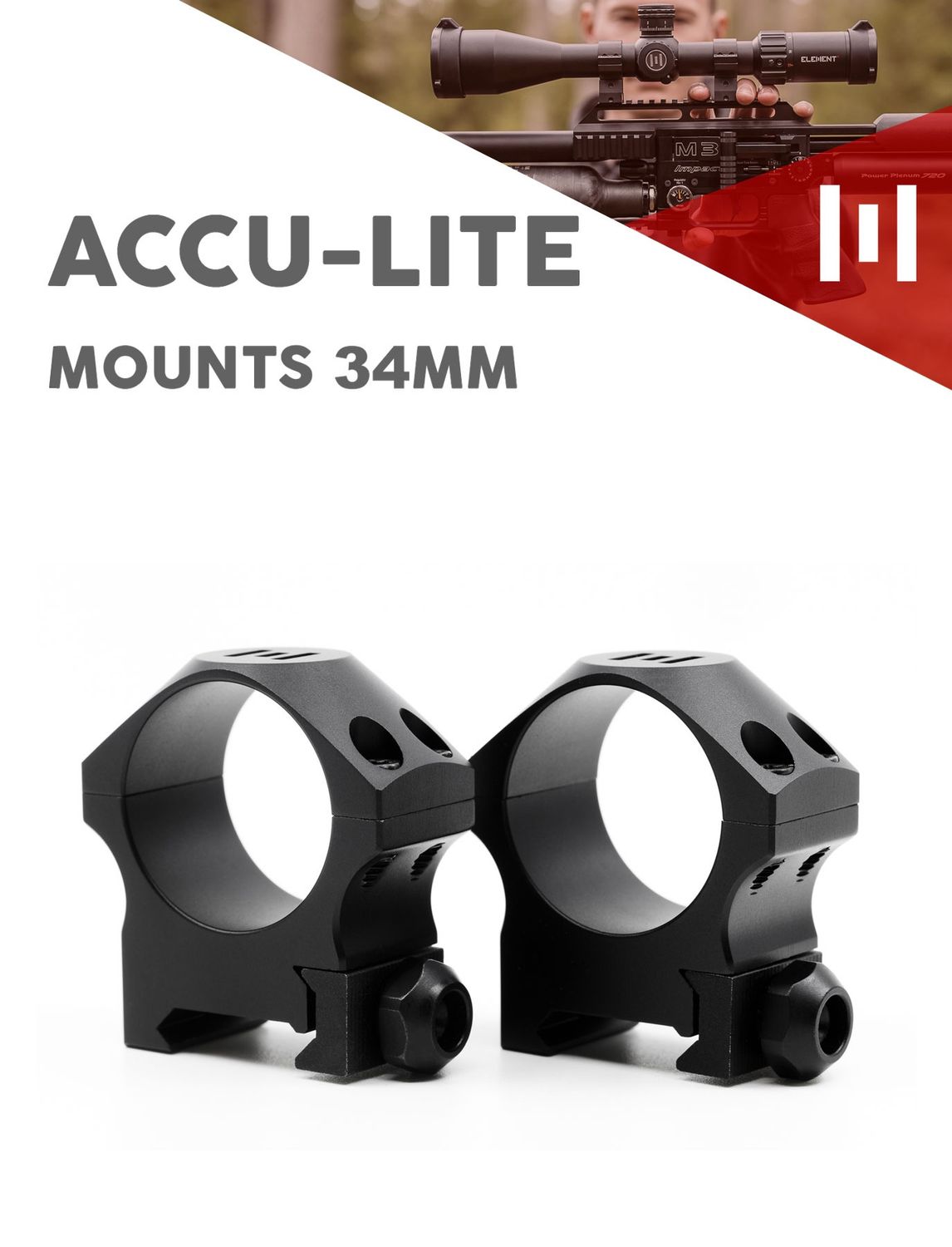 Element Optics Accu-Lite Mounts 34MM, Height: Low(24MM)
