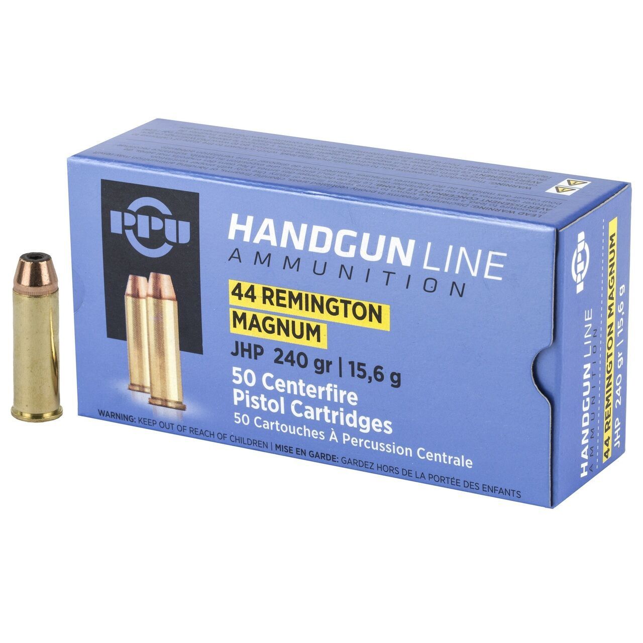 PPU 44 Magnum JHP 240gr 50pk, Variation: 240gr JHP Ammunition - 50 Rounds