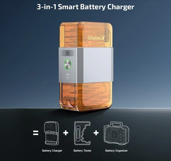 Olight Ostation X Automatic 3-in-1 Rechargeable AA Battery Charger, Tester&amp;Organizer