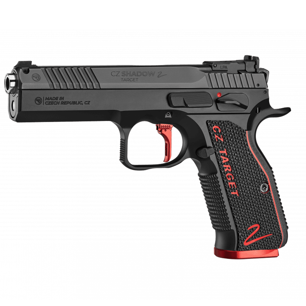 CZ 75 SP-01 9x19mm SHADOW 2 TARGET BLACK / RED GRIP ADJ REAR SIGHT – ADJ TRIGGER, Barrel: 5 INCH