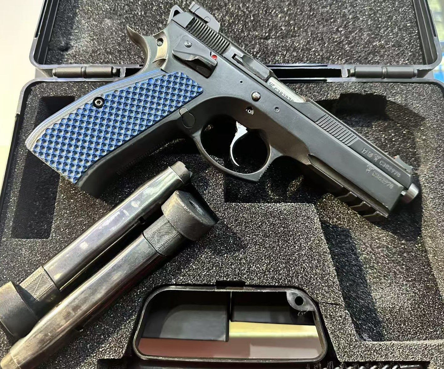 Used CZ 75 SP-01 Shadow 9mm With Blue Grips And Upgraded Trigger - SN: C382978
