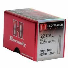 Hornady ELD Match 22 Cal 80gr 100pk