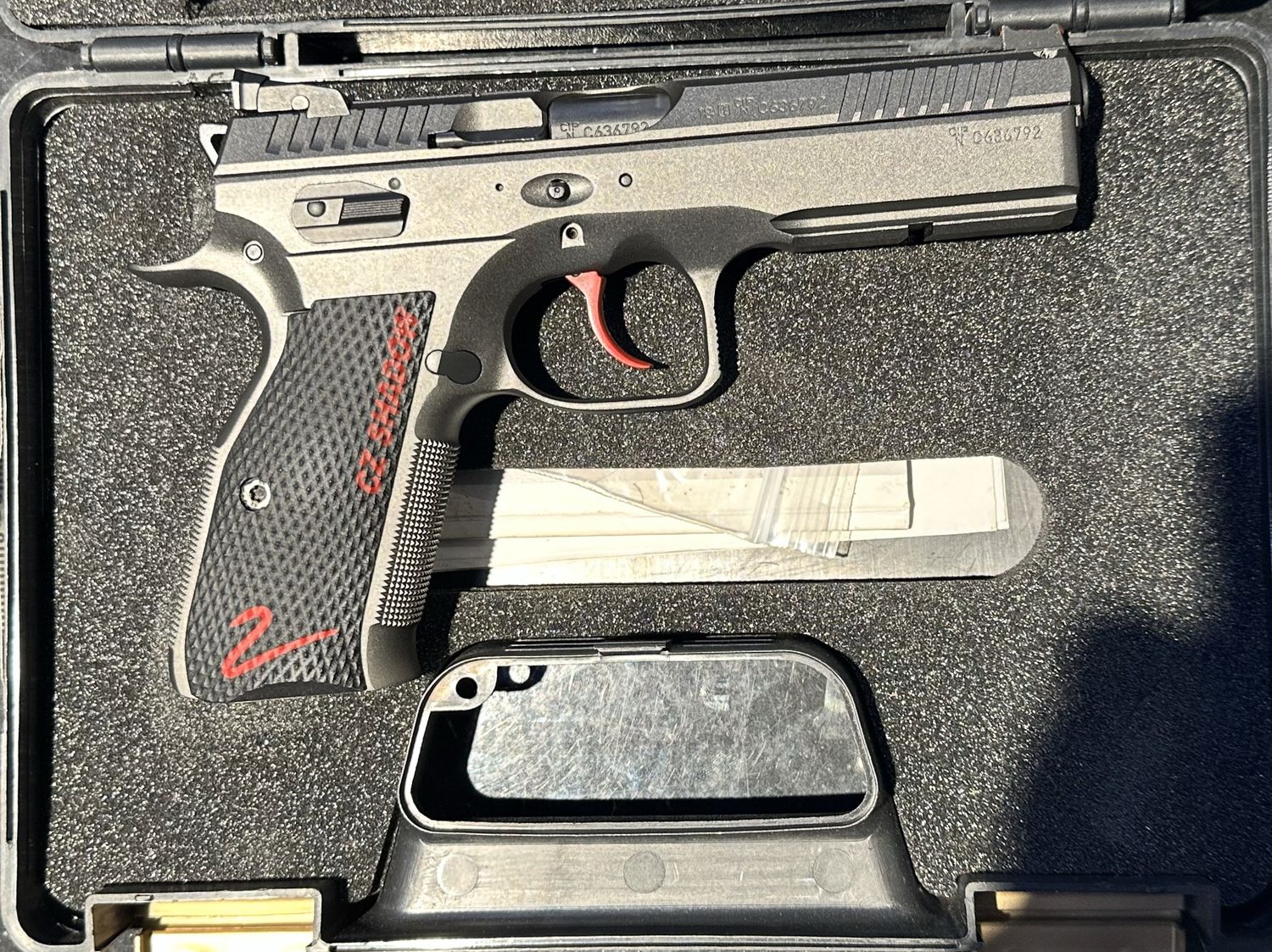Consignment USed Cz Shadow 2 Cerakoted Grey 9mm With 7 Mags And IPSC Rig - SN; C636792