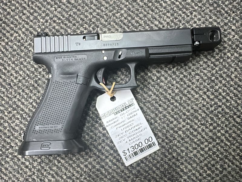 Consignment Glock 17 Gen4 9MM With Zev Barrel & Comp & Trigger x4 Mags - SN: BEPH723