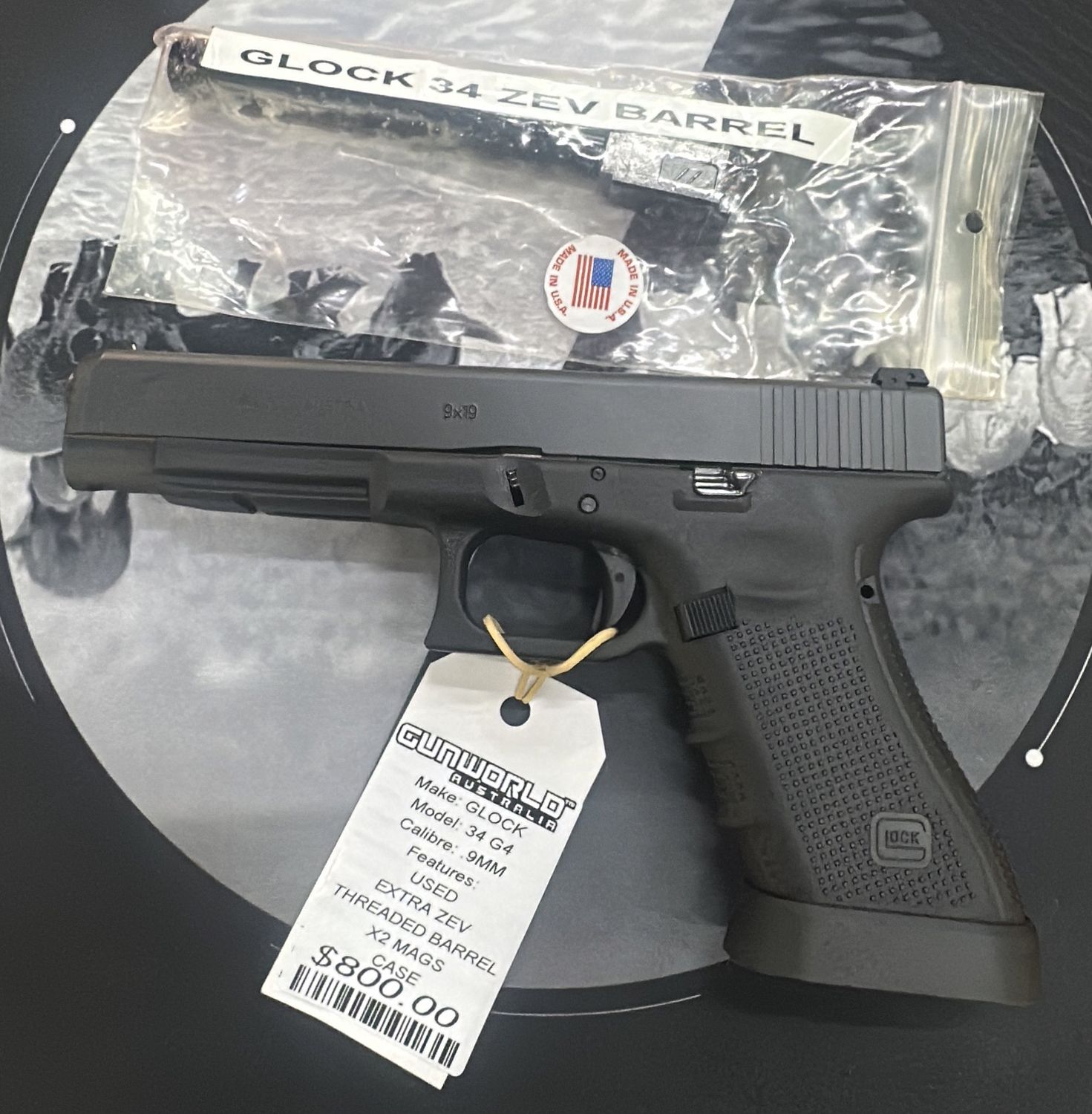 Used Glock 34 G4 9mm With Spare ZEV Threaded Barrel - SN: BCNR551