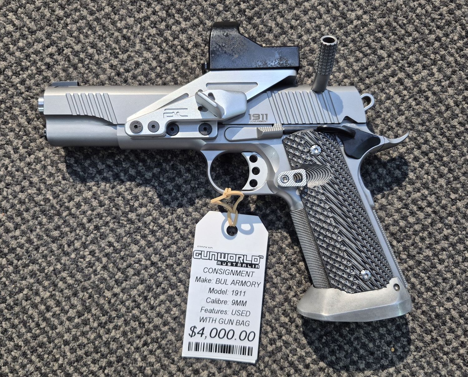 CONSIGNMENT USED BUL ARMORY 1911 9MM SEMI-AUTO 10RD 6 MAGS W/ GUN BAGSN: MF-16009