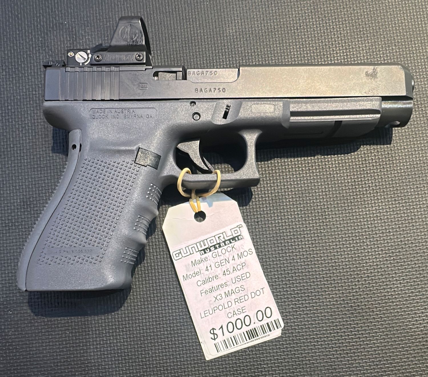 Used Glock 41 Gen 4 MOS .45ACP With Leupold Red Dot X3 MAGS - SN: BAGA750