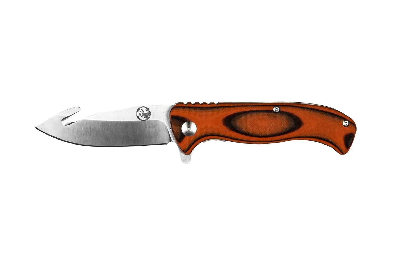 Tassie Tiger Knives Folding Gut Hook Knife with Leather Pouch