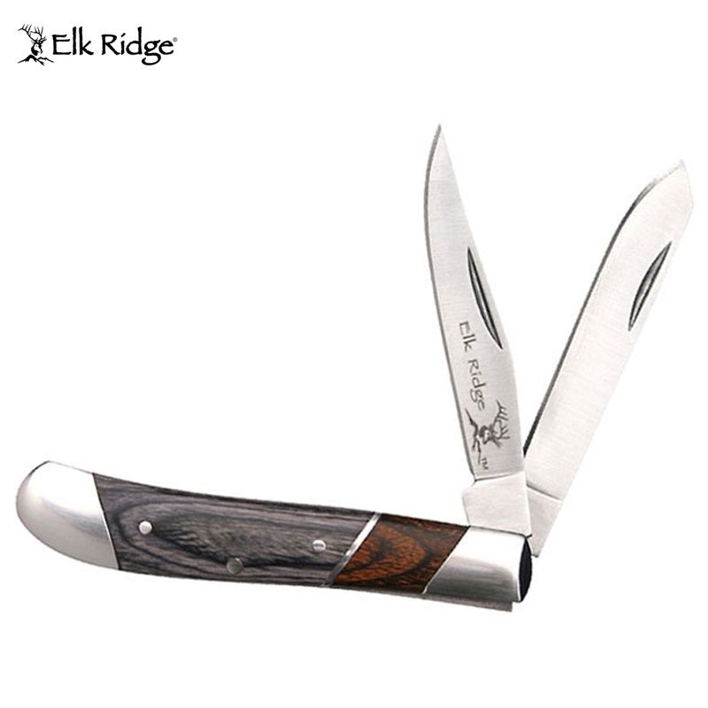 Elk Ridge Twin Blade Gentleman's Black &amp; Natural Wood Knife Write a review