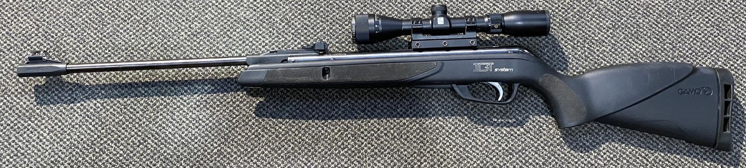USED GAMO BLACK SHADOW .177CAL AIR RIFLE 1RND W/ SCOPE SN: 04-1C335752-14