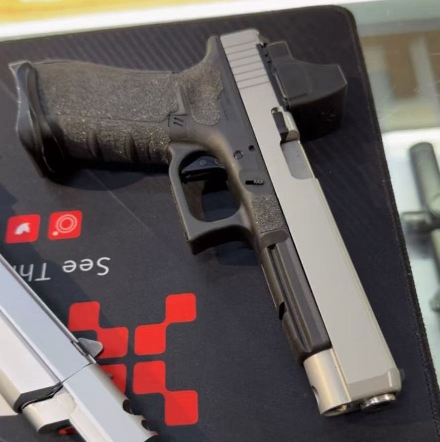 Consignment Glock 34 G4 MOS 9mm Cerakoted Silver Upgraded Trigger &amp; Vortex Defender ST Red Dot SN: BEFW556