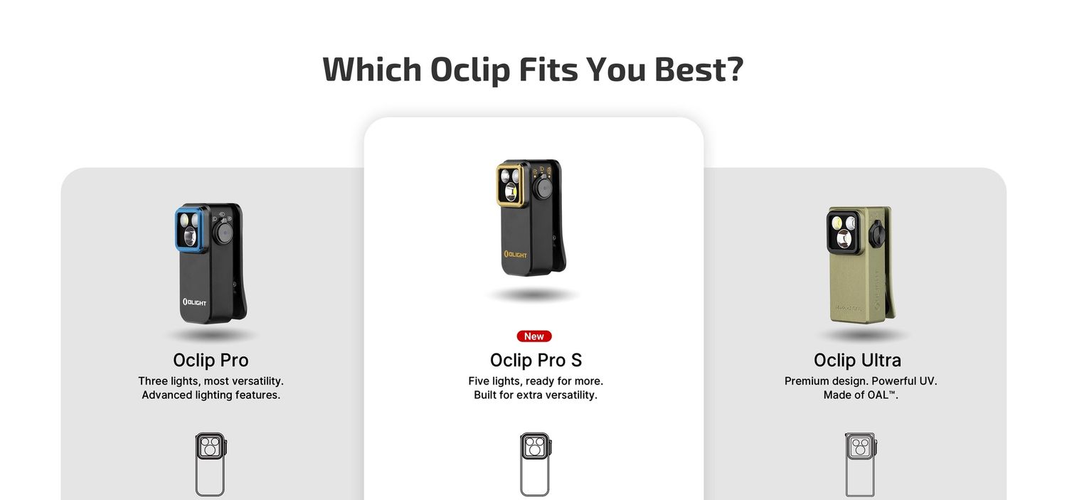 Olight Oclip Pro S 5-in-1 Multifunctional EDC Clip Torch with UV &amp; RGB Light