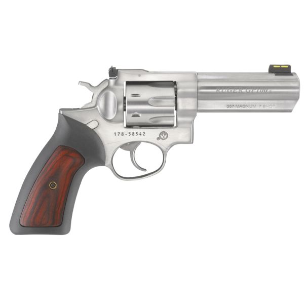 Ruger GP100 .357 Mag  Standard DA Revolver Hardwood 4.2"  S/S 7Rnd