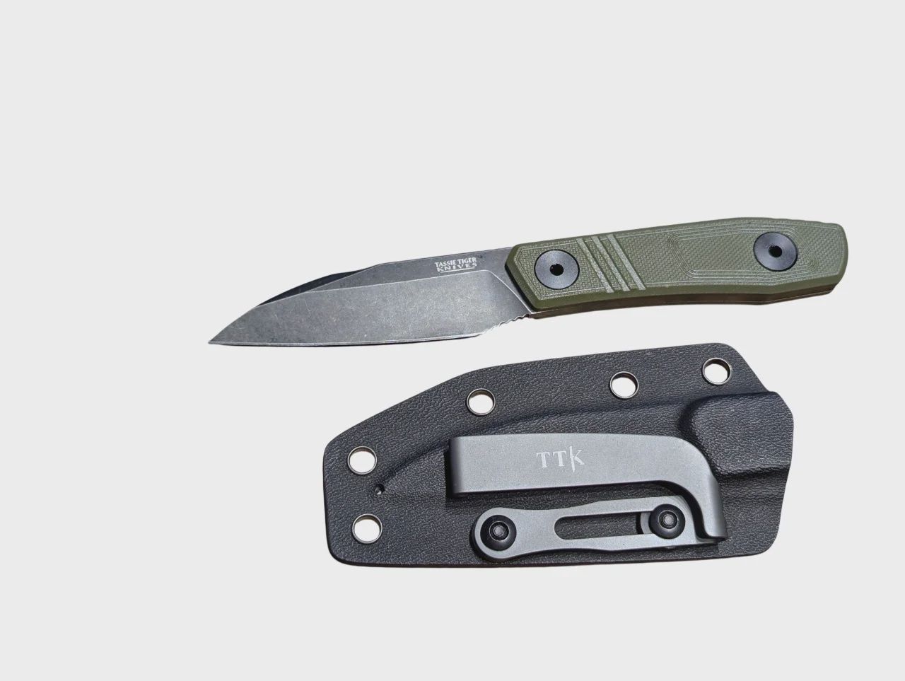 Tassie Tiger Wharncliffe Fixed Blade EDC Knife + Kydex Sheath
