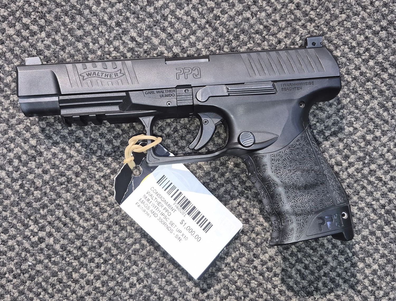 CONSIGNMENT WALTHER PPQ 9MM WITH IPSC SET UP X10 MAGS AND 350RNDS - S/N: FAW8281