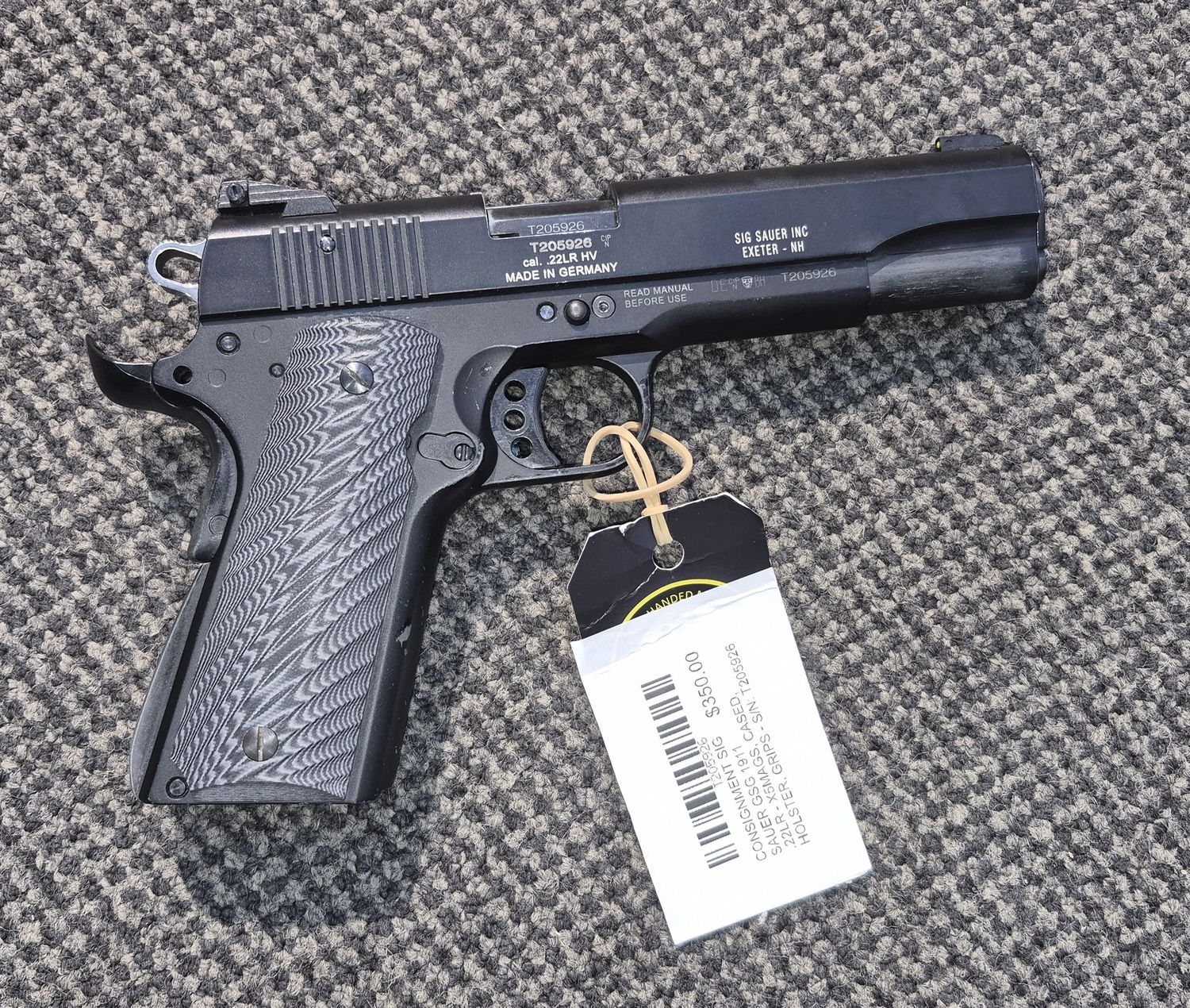 CONSIGNMENT SIG SAUER GSG 1911 .22LR - X5MAGS, CASED, HOLSTER, GRIPS - S/N: T205926