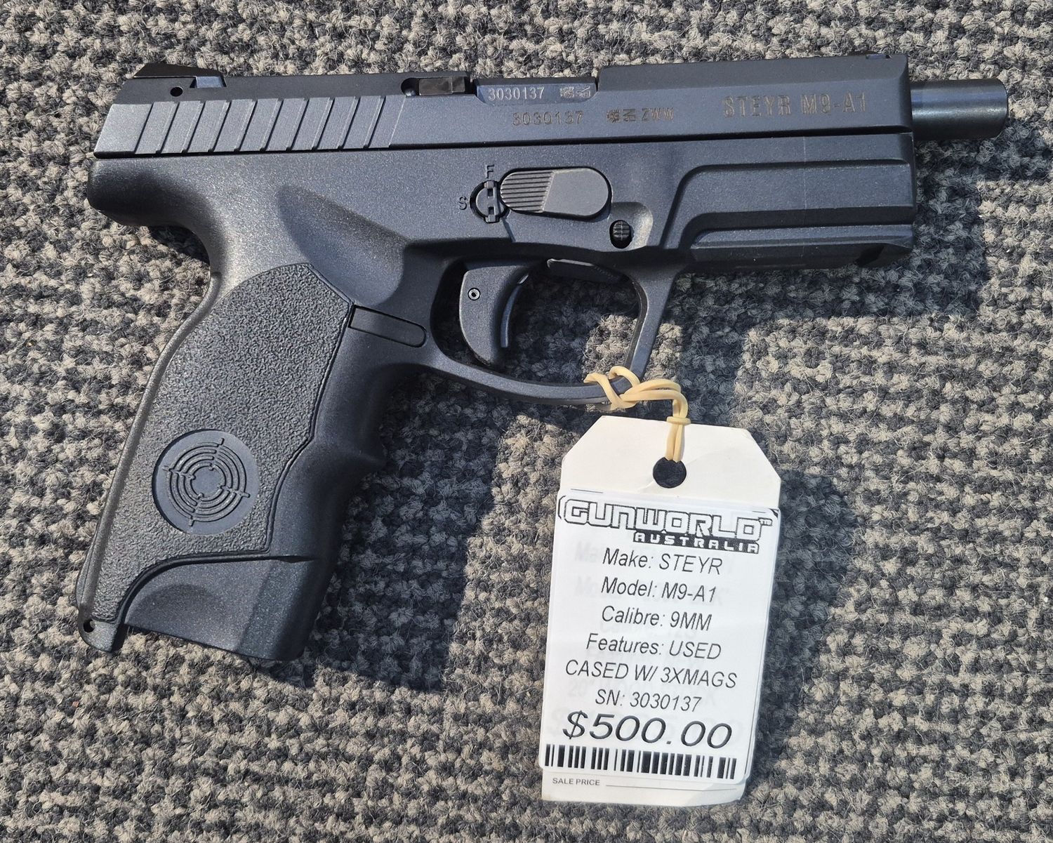 USED STEYR M9-A1 9MM CASED W/3XMAGS - S/N: 3030137