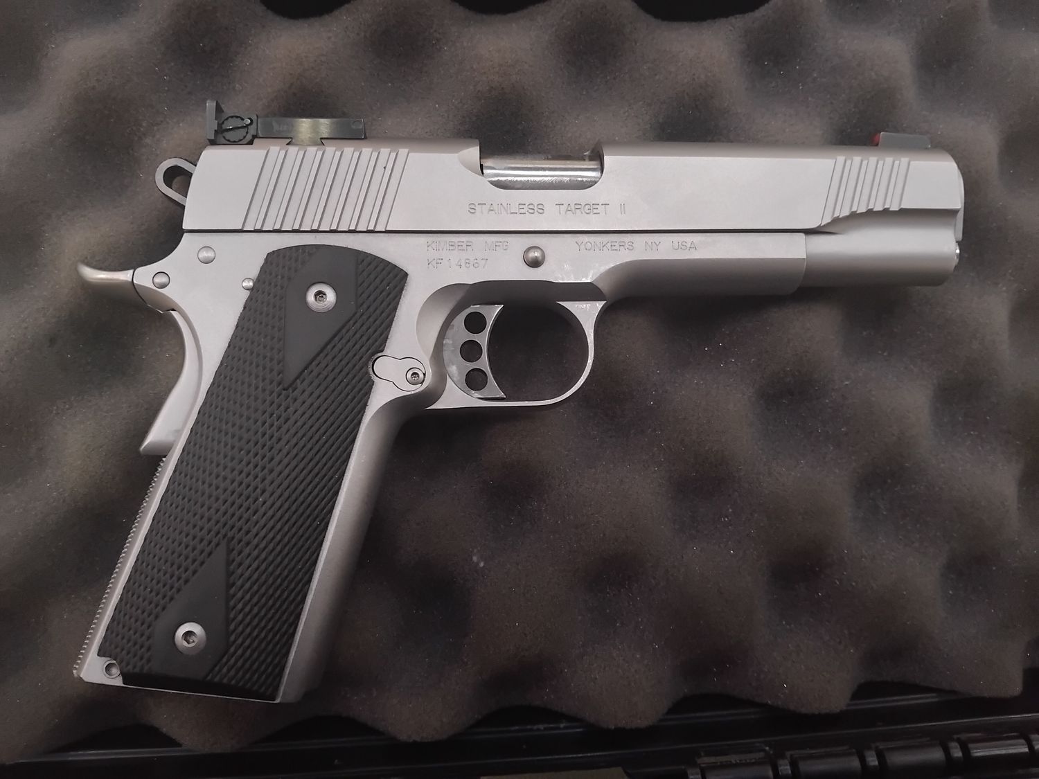 USED KIMBER 1911 9MM STAINLESS TARGET 2 CASED 5 MAGS SN:KF14867