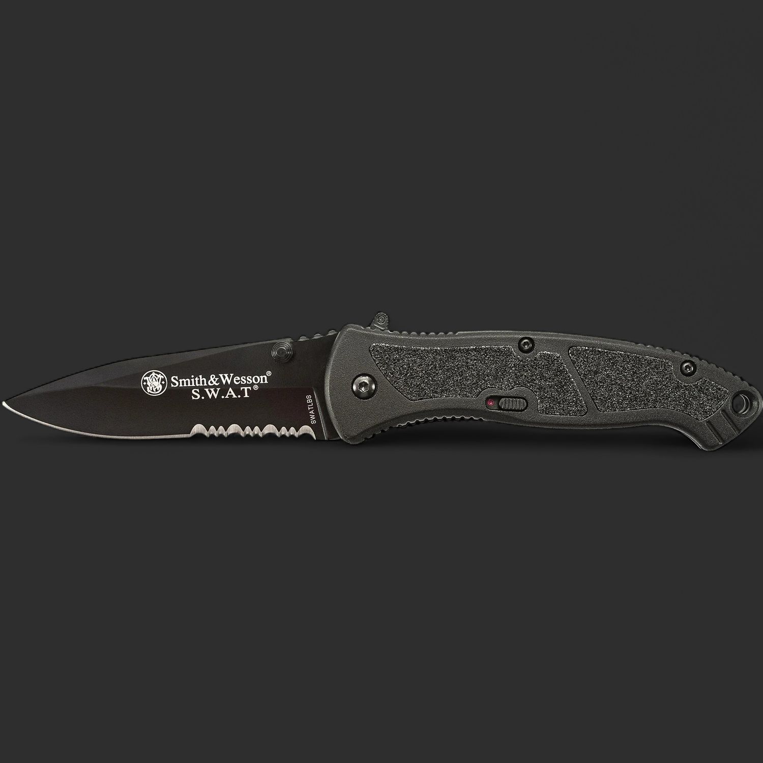 S&amp;W SWAT MEDIUM BLACK SERRATED KNIFE