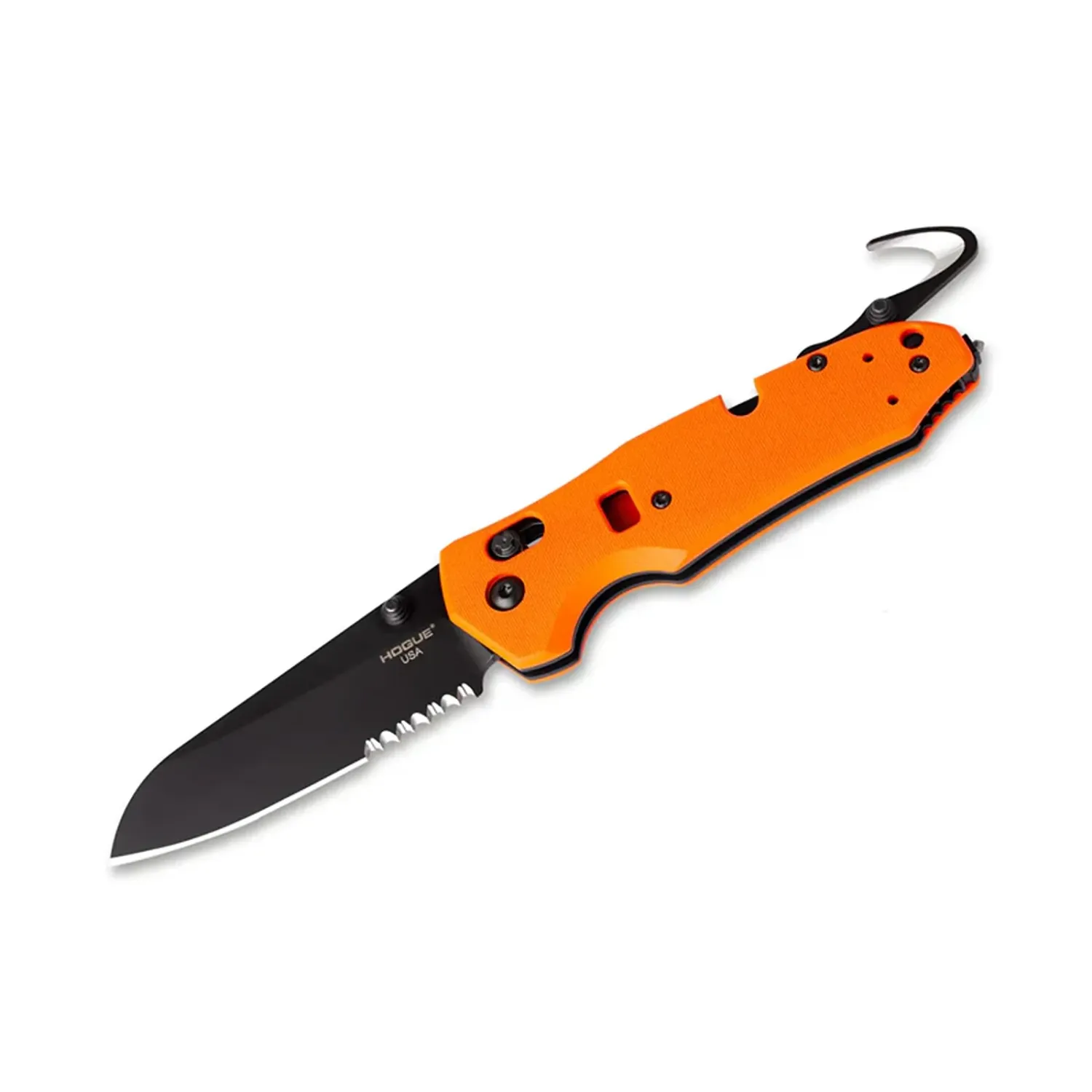 HOGUE TRAUMA 3.4 FIRST RESPONSE TOOL G10 ORANGE SERRATED FOLDING KNIFE