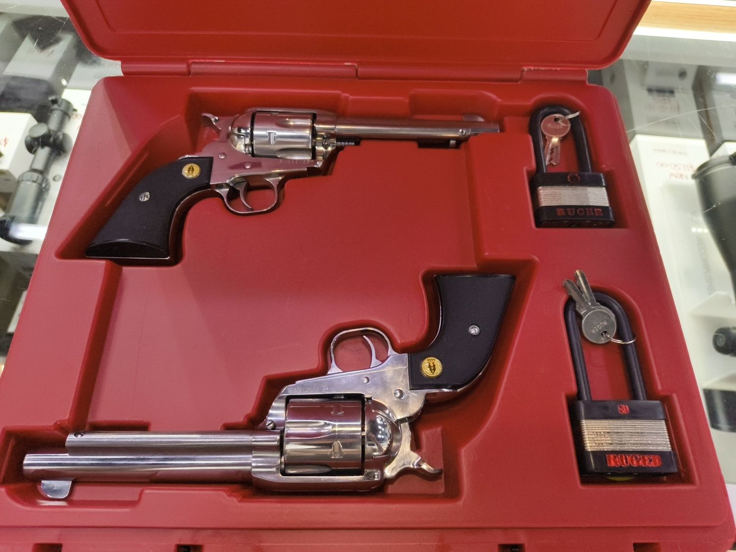Consignment Ruger Vaquero (SASS) 45LC Pair With Case and Ruger Locks S/N: SASS50358/SASS50357