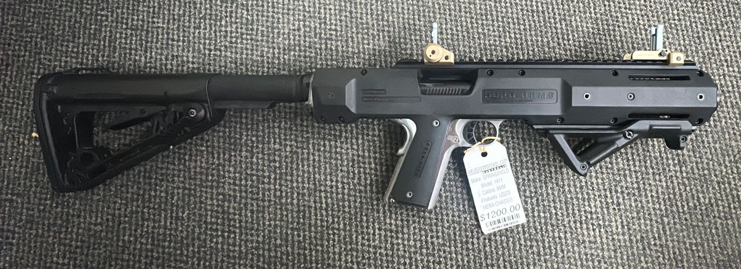 USED SPRINGFIELD 1911 9MM IN HERA CHASSIS - SN: NM739800
