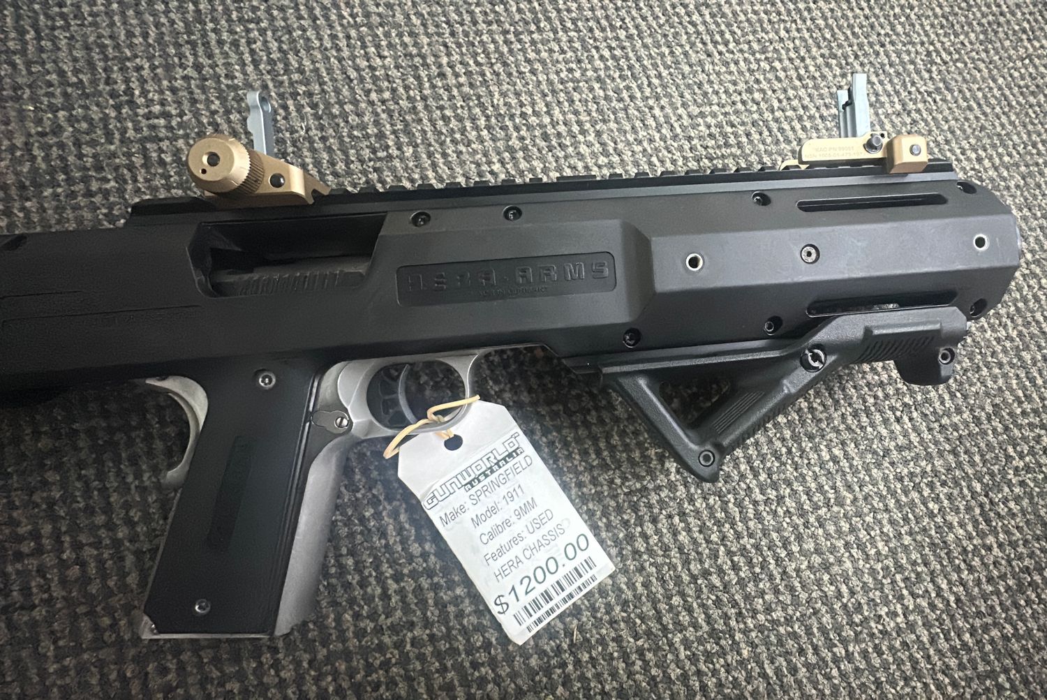 USED SPRINGFIELD 1911 9MM IN HERA CHASSIS - SN: NM739800