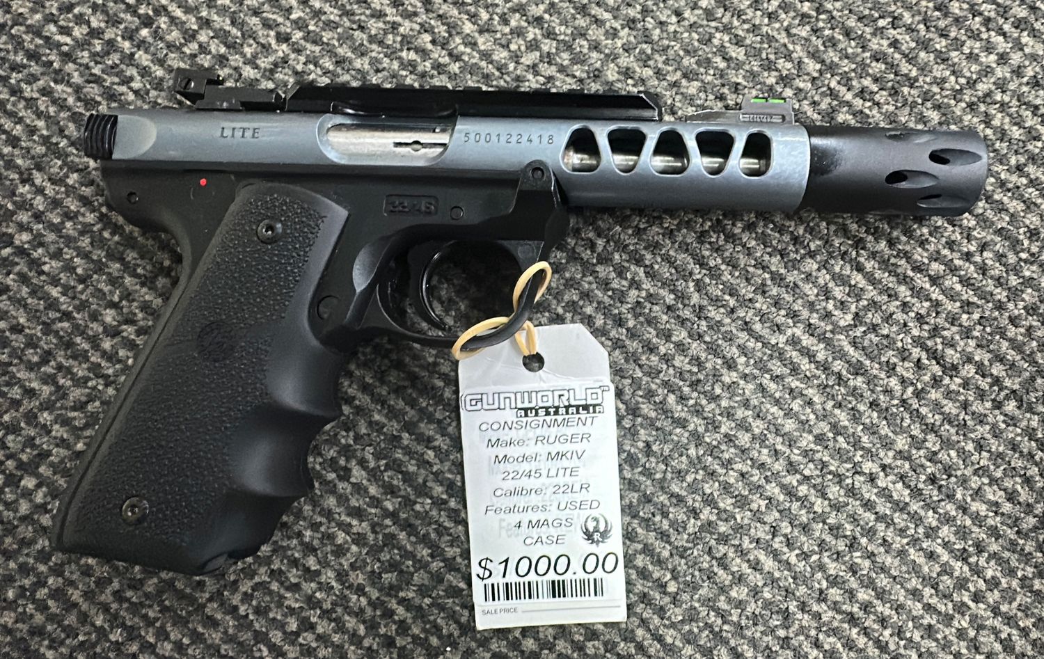 Consignment Ruger MKIV 22/45 Lite .22LR - 4 Mags &amp; Case - SN: 500122418