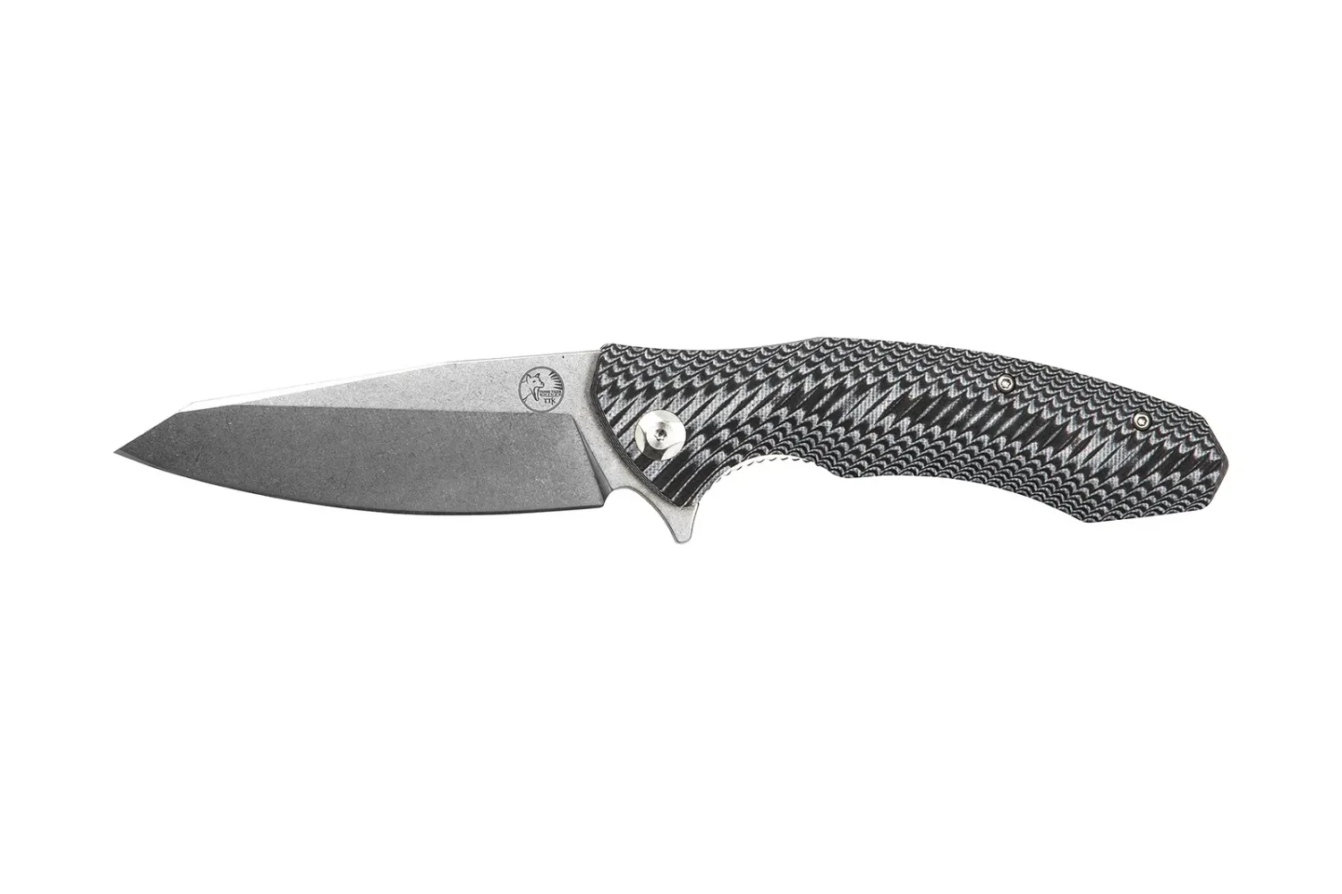 Tassie Tiger Knives Reverse Tanto Folding Knife Black and White