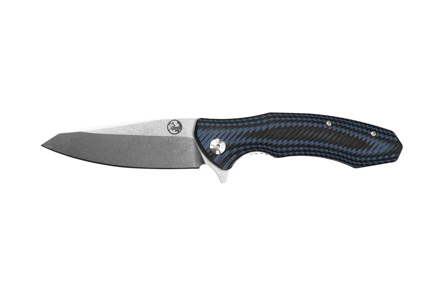 Tassie Tiger Knives Reverse Tanto Folding Knife Black and Blue