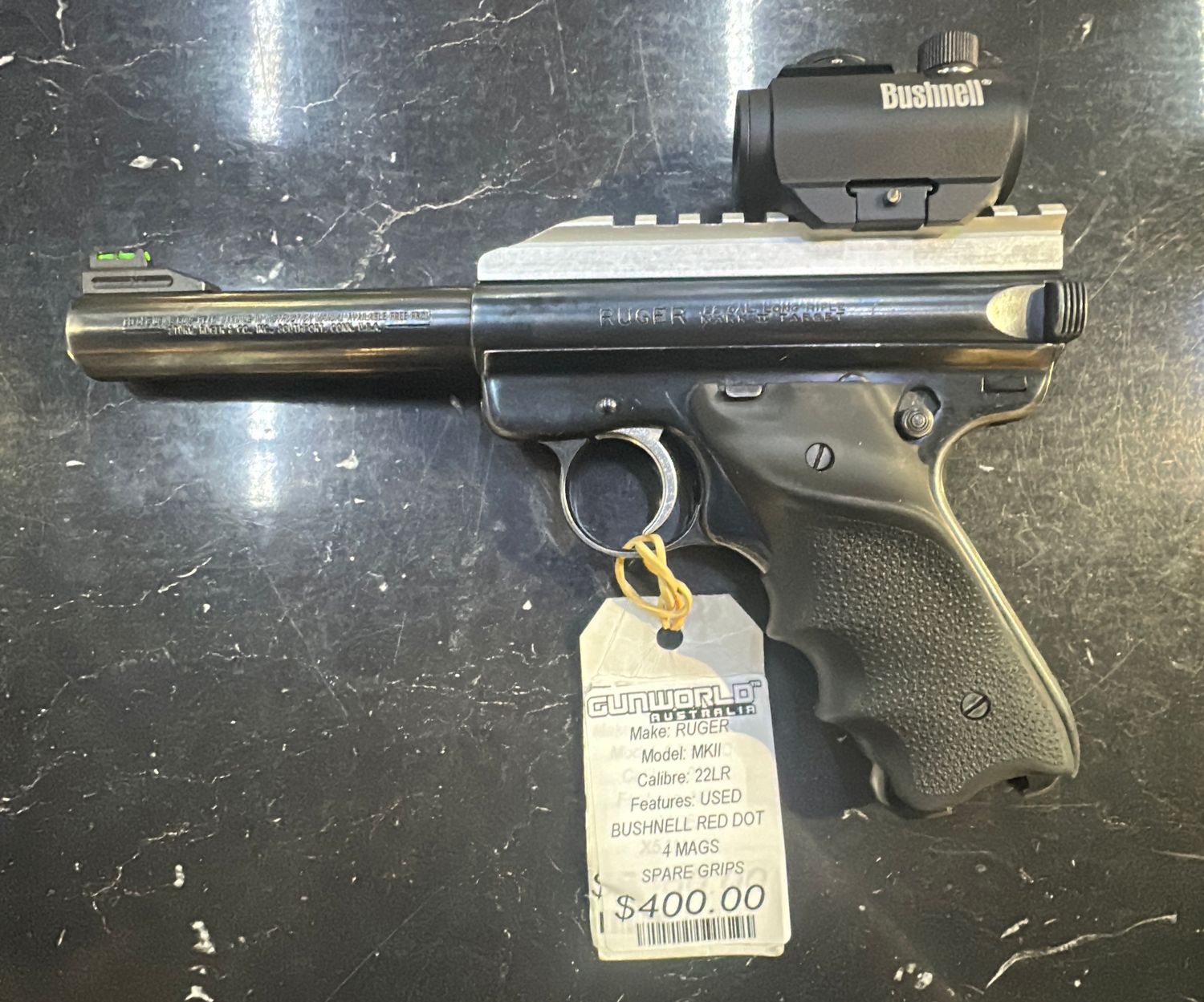 Used Ruger MKII Target .22LR With Bushnell Red dot &amp; 4 Mags - SN: 221-31543