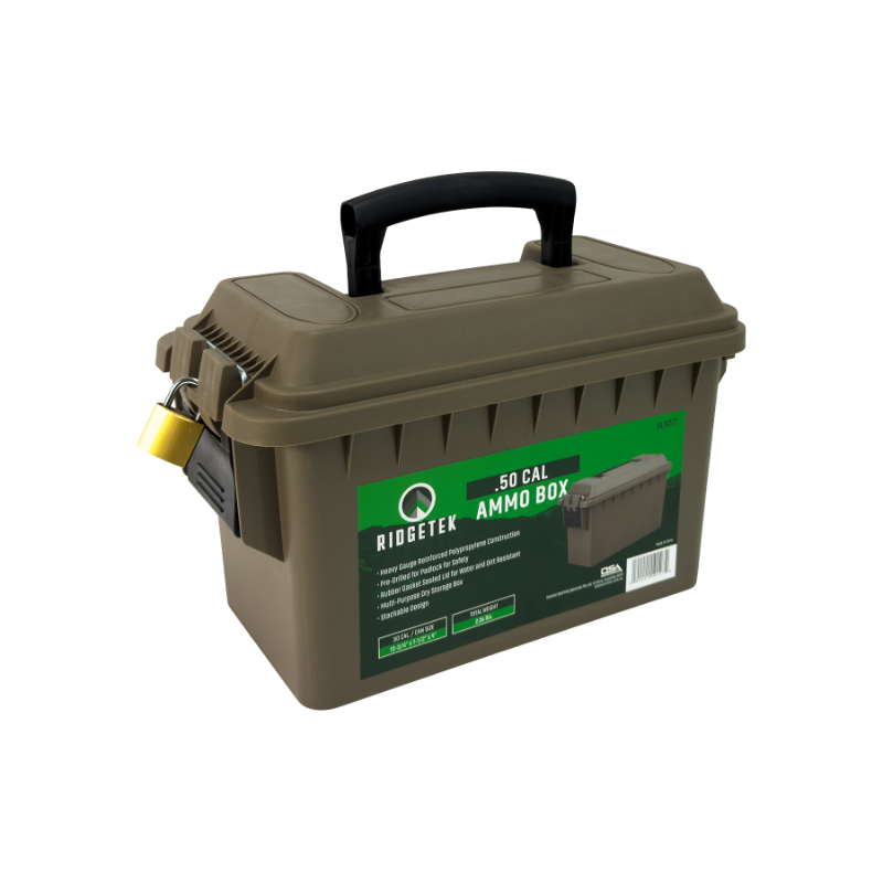 Ridgetek .50Cal Ammo Box Dark Earth Inc Padlock (6 carton)