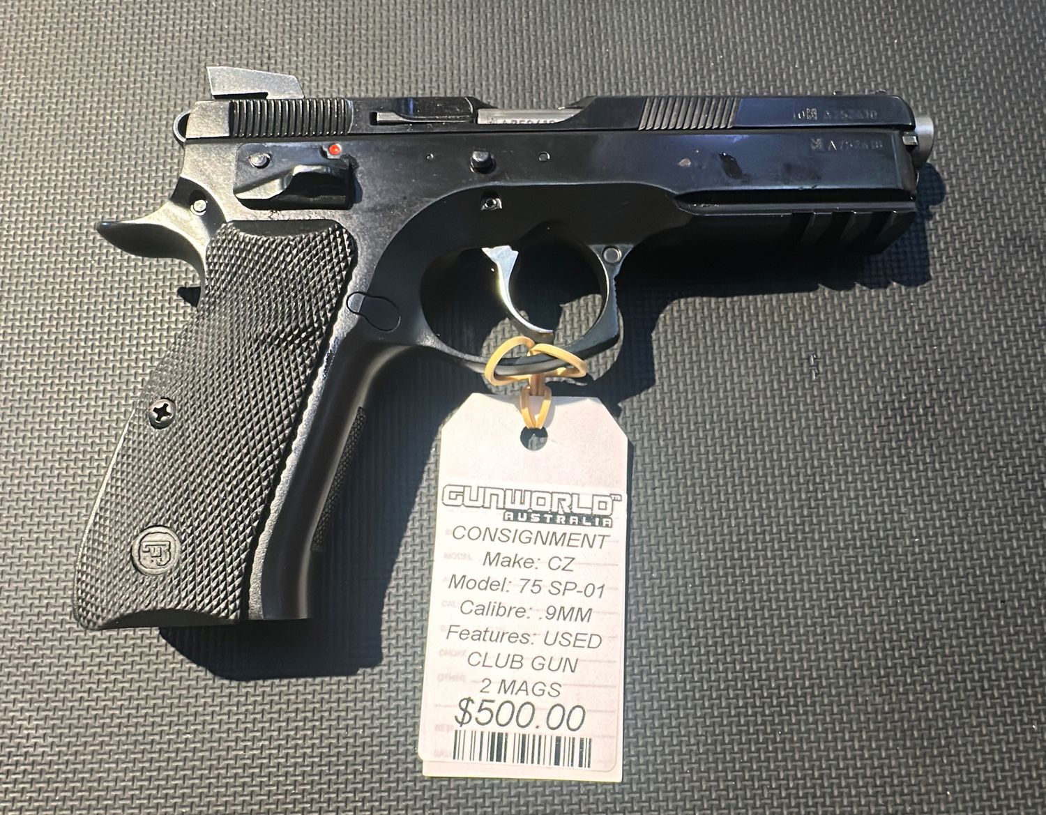 “CZ 75 SP-01 9MM Ex Club Gun x 2 Magazines - SN: A752410