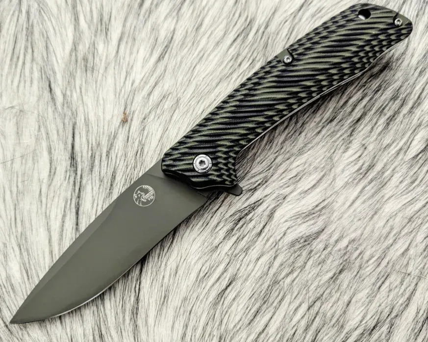 Tassie Tiger Knives - Folding Pocket Knife Forest Green Cerakote Blade