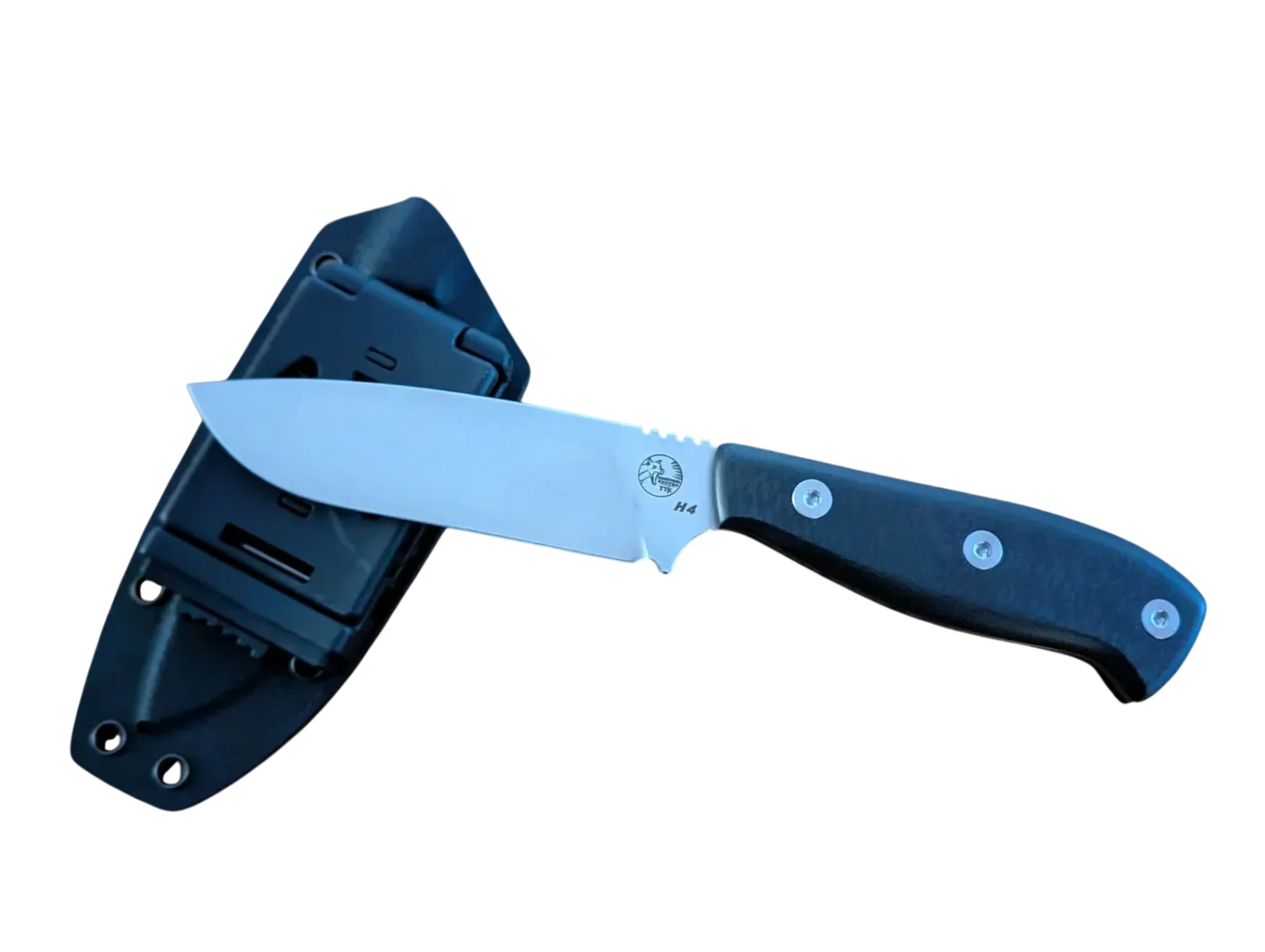 Tassie Tiger Knives - 4″ Fixed Blade Hunting Knife with Carbon Fibre Handle &amp; Kydex Sheath