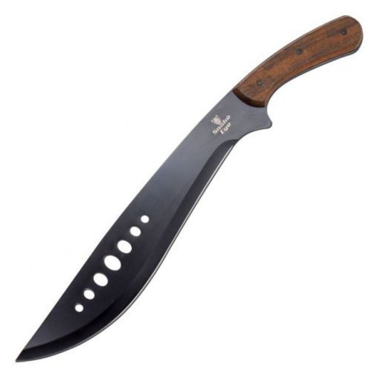 Snake Eye Kukri Machete - Black Blade &amp; Wood Handle