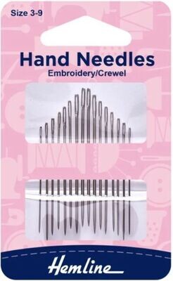 HAND NEEDLES (EMBROIEDERY/CREWEL x 16