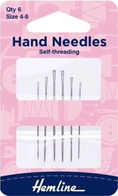 HAND NEEDLES (SELF THREADING) x 6