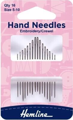 HAND NEEDLES (EMBROYIDERY/CREWEL x 16