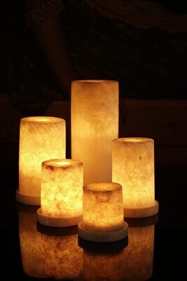 Alabaster candle holder cylinder
