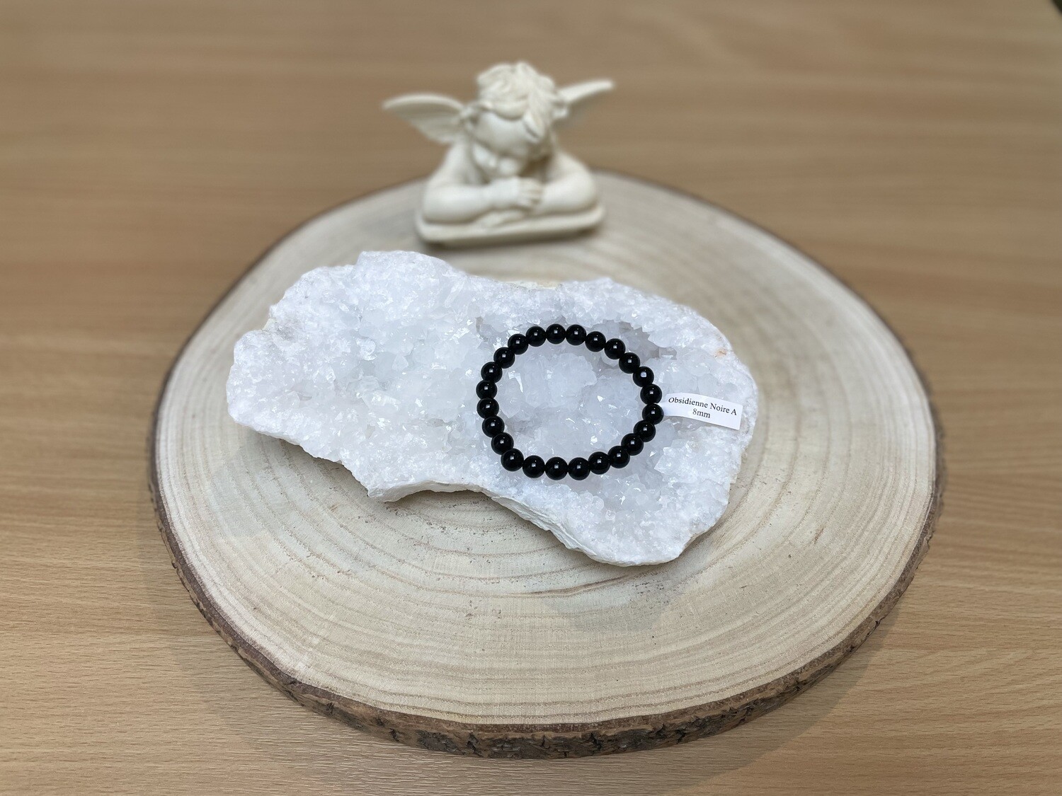 Bracelet Obsidienne Noire A 8mm