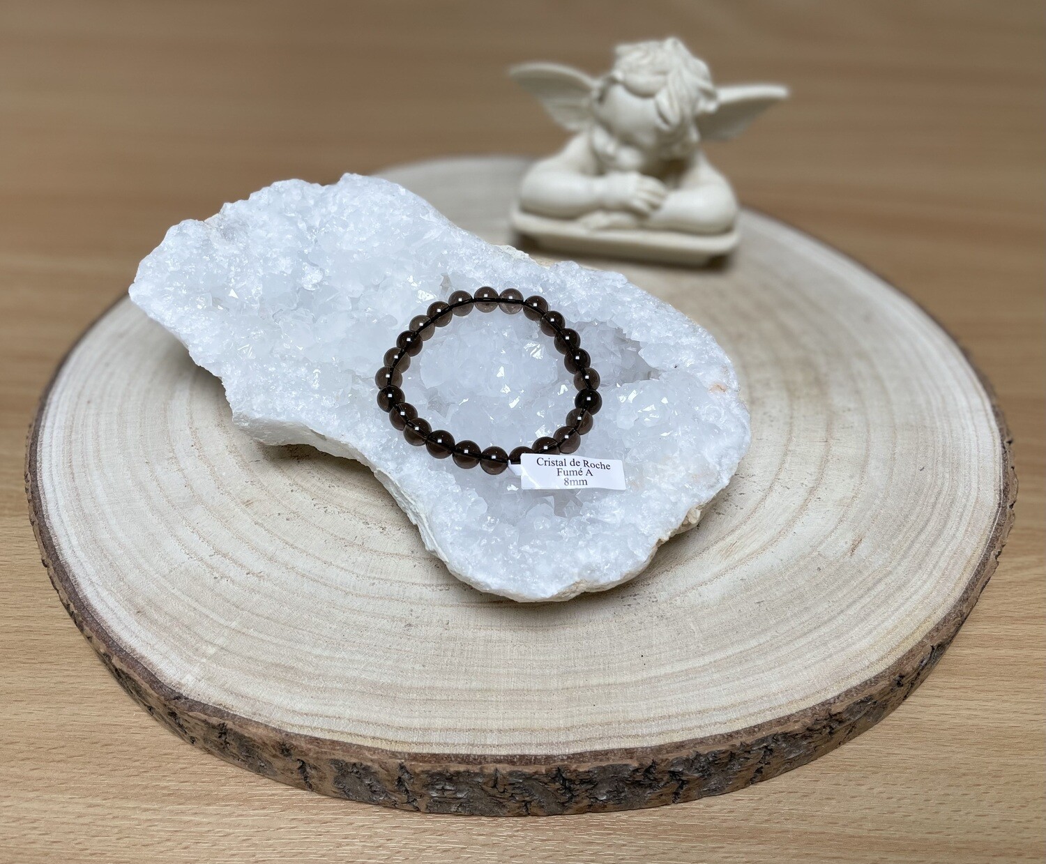 Bracelet Cristal de Roche Fumé A 8mm