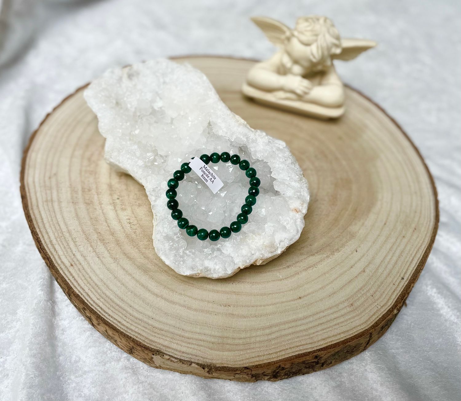 Bracelet Malachite Foncée AA 8mm