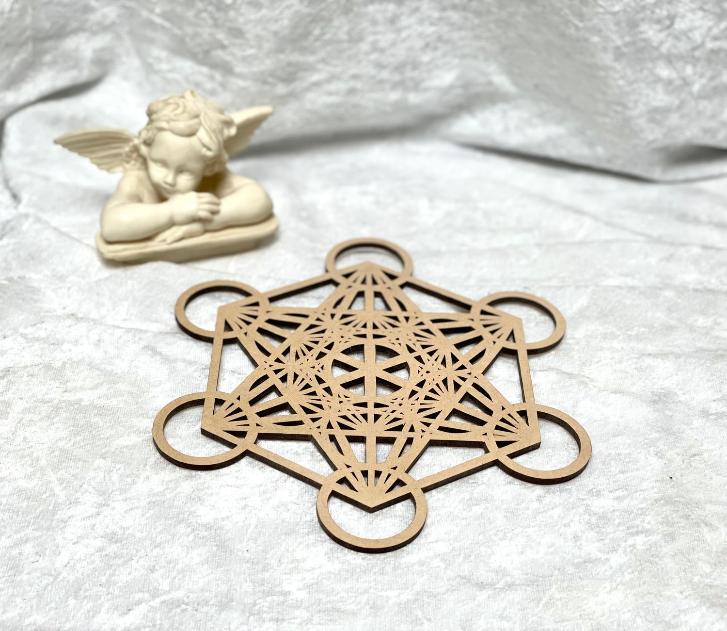 Plaque Métatron sculptée bois 20cm