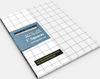 Gaming Paper: White Singles 1&quot; Square Grid