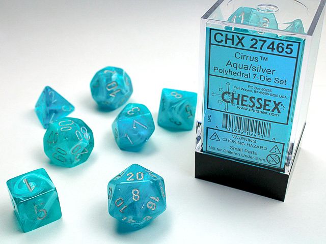 Cirrus 7Pc Dice, Color: Aqua/Silver