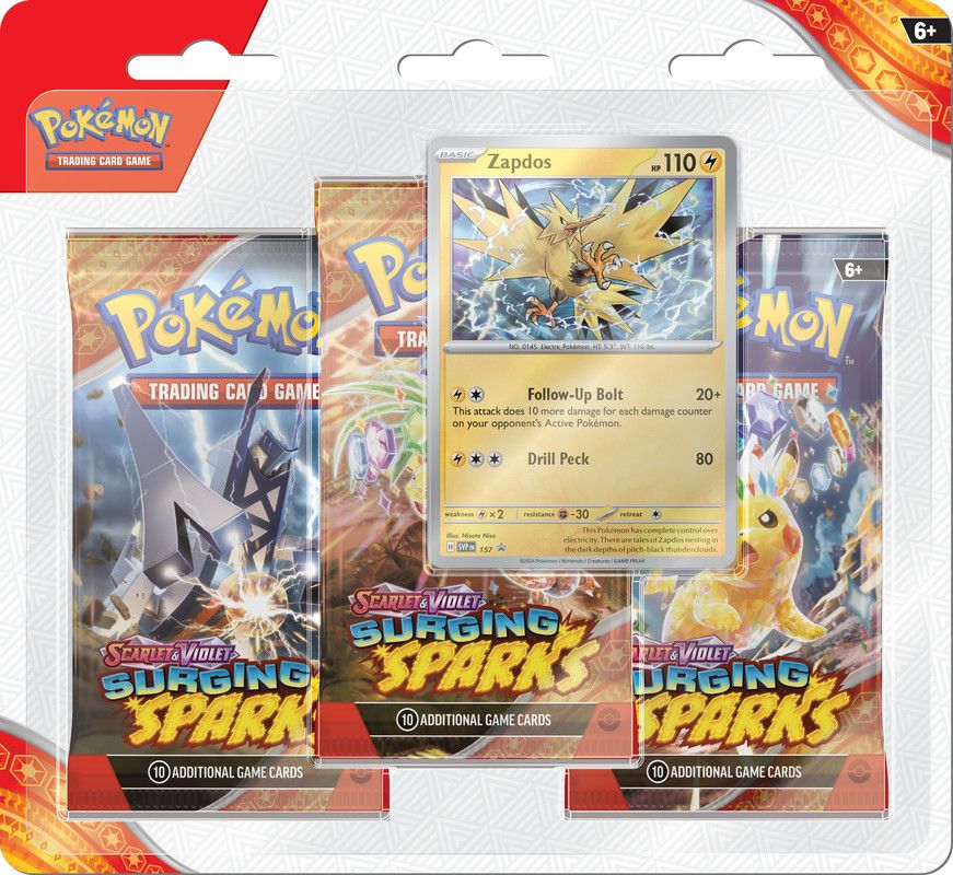 Pokemon: SV8 Surging Sparks 3pk blister